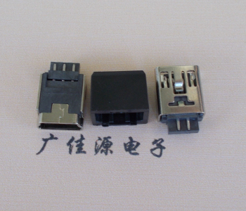 恩平MINI USB 5Pin接口 带护套焊线母座 B型180度铜壳