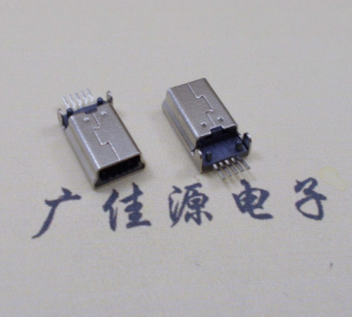 恩平MINI USB公头 5pin端子贴板带柱 10.7mm体长