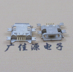 恩平MICRO USB5pin接口 四脚贴片沉板母座 翻边白胶芯