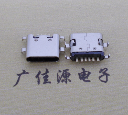 恩平简易充电type c6P母座沉板1.6mm接口